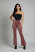 Pink velvet flare pants