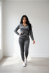 Velour zip up 2pc Set Charcoal