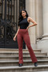 Burgundy pushup Flare Yoga Pants with a high-waisted design and flared leg openings.