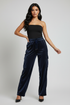 Royal blue Velour track cargo pants