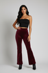 Burgundy velvet flare pants