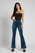 Blue velvet flare pants