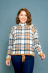 Plus Size Long Sleeve Argyle Plaid Mock Neck Sweater