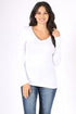 V neck longe sleeve WHITE