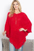 RED  CROCHET NET FRINGE WARMER PONCHO