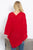 RED  CROCHET NET FRINGE WARMER PONCHO