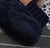 Navy blue  Beanie pompom fur